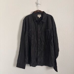 NWOT Pact Men's Size XL Black Organic Cotton Long Sleeve Button Front Shirt